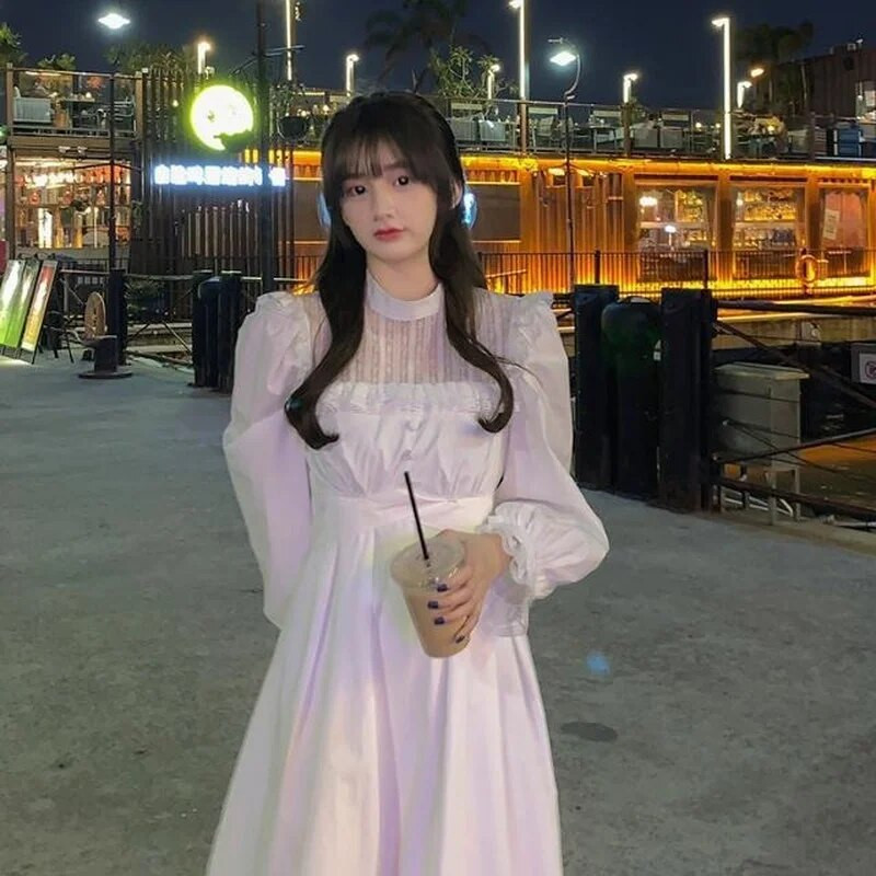 QWEEK rochie gotică neagră din dantelă pentru femei, ocazional, elegantă, pentru petrecere, rochie cu mâneci lungi, cu volane, Emo, Y2k, haine de primăvară 2022