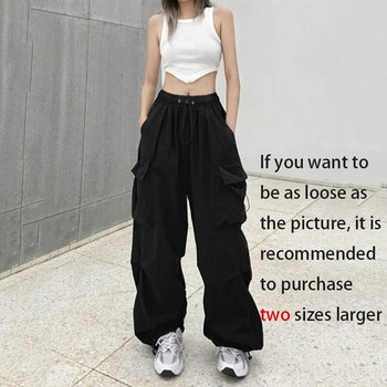 Нови карго панталони Дамско ретро работно облекло Ежедневни широки прави панталони Модни широки джобове на крачолите Панталони за джогинг Y2k Streetwear