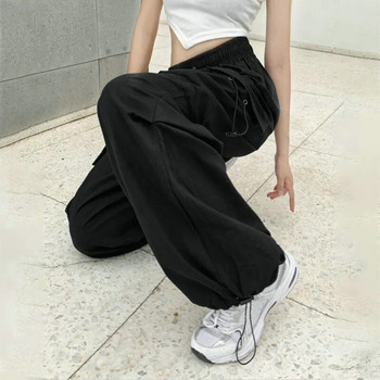 Нови карго панталони Дамско ретро работно облекло Ежедневни широки прави панталони Модни широки джобове на крачолите Панталони за джогинг Y2k Streetwear