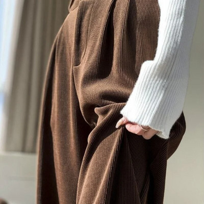 Korea mood 2023 naiste talvepüksid pluss sametist laia säärega püksid vabaaja naiste püksid, kõrge vöökoht, sirge naiste vabad püksid