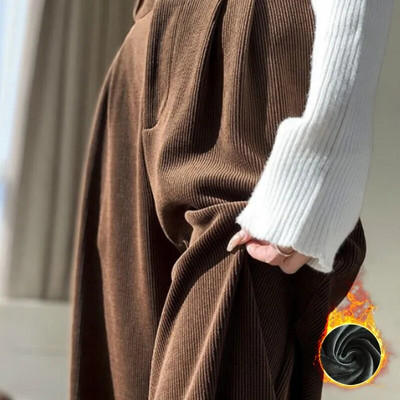 Korea mood 2023 naiste talvepüksid pluss sametist laia säärega püksid vabaaja naiste püksid, kõrge vöökoht, sirge naiste vabad püksid