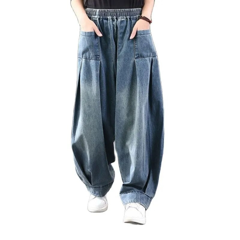 Uued Baggy Oversize Teksad Naiste Denim vabaaja ristpüksid Naiste Vintage Harem Püksid Püksid Bloomers 2023 Mom Laia säärega teksad