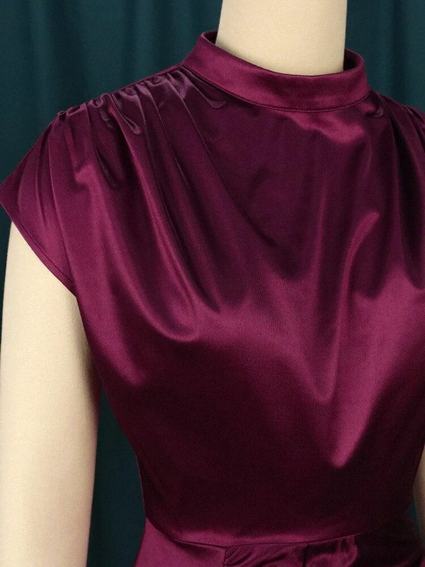 Naiste kleidid, suvi 2023 Burgundiaroheline satiinpikk kleit Elegantne naiste õhtusünnipäeva kokteilipeo plisseeritud hommikumantlid, rõivad