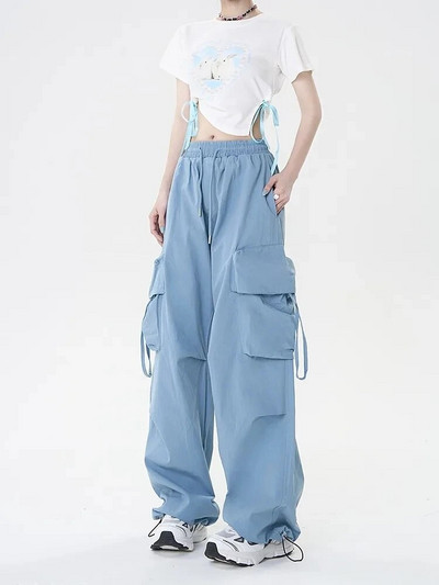 Naiste vabaaja kottis püksid Hip Hop Jooksjad Suured spordipüksid laia säärega püksid Y2k Harajuku tänavapüksid kõrge vöökohaga naiste säärepüksid