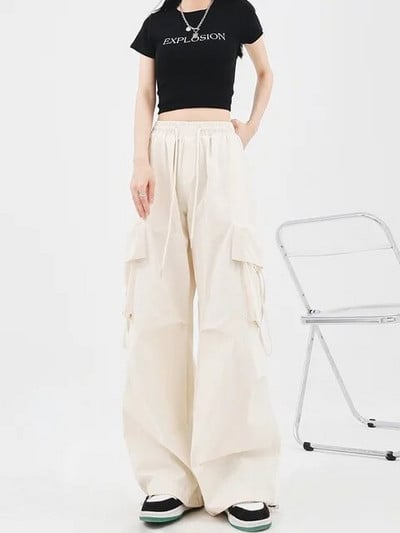 Naiste vabaaja kottis püksid Hip Hop Jooksjad Suured spordipüksid laia säärega püksid Y2k Harajuku tänavapüksid kõrge vöökohaga naiste säärepüksid