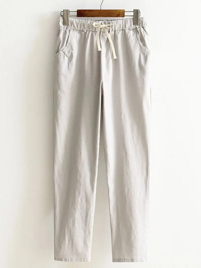 2023 Ženske hlače Proljeće Ljeto Harem hlače Pamučno laneno Čvrsto elastično struka Harem hlače Meke visoke kvalitete za ženske dame