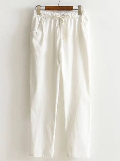 2023 Ženske hlače Proljeće Ljeto Harem hlače Pamučno laneno Čvrsto elastično struka Harem hlače Meke visoke kvalitete za ženske dame