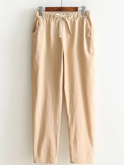 2023 Ženske hlače Proljeće Ljeto Harem hlače Pamučno laneno Čvrsto elastično struka Harem hlače Meke visoke kvalitete za ženske dame