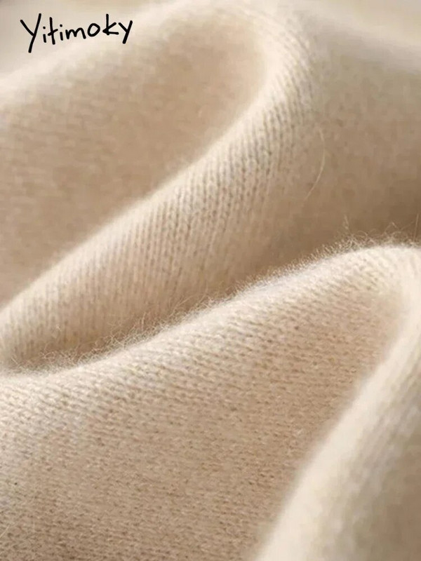 Yitimoky sieviešu bikses ar augstu vidukli, 2023. gada rudens ziemas brīvas, taisnas, melnas bikses. Vintage ikdienas trikotāžas bikses