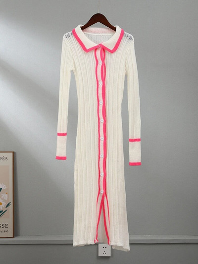 Naiste lapiline maksikleit Seksikas pikkade varrukatega üherealised kõrge vöökohaga kleidid 2023. aasta elegantsed naiste tänavapeo vestid