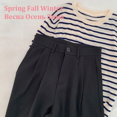 Yitimoky őszi téli öltöny nadrág női alkalmi magas derekú koreai divat irodai női elegáns fekete egyenes tavaszi öltöny nadrág