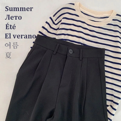 Yitimoky őszi téli öltöny nadrág női alkalmi magas derekú koreai divat irodai női elegáns fekete egyenes tavaszi öltöny nadrág