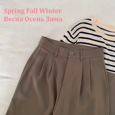 Yitimoky őszi téli öltöny nadrág női alkalmi magas derekú koreai divat irodai női elegáns fekete egyenes tavaszi öltöny nadrág