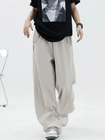Zoki Fashion Bf Oversize Φούτερ Streetwear Ψηλόμεσο Γυναικείο Φαρδύ Y2K Παντελόνι με φαρδύ πόδι Κορεάτικες vintage τσέπες Casual παντελόνια