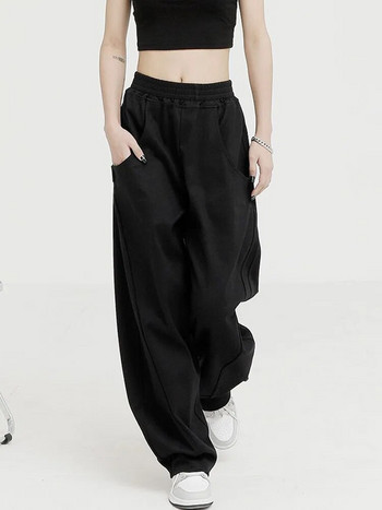 Zoki Fashion Bf Oversize Sweatpants Улично облекло с висока талия Дамски свободни Y2K панталони с широки крачоли Корейски ретро джобове Ежедневни панталони