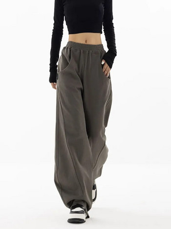 Zoki Fashion Bf Oversize Sweatpants Улично облекло с висока талия Дамски свободни Y2K панталони с широки крачоли Корейски ретро джобове Ежедневни панталони