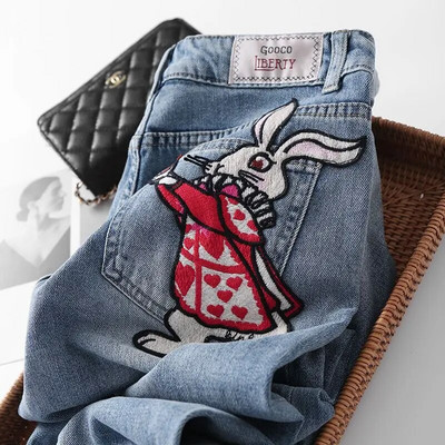 Harajuku Cargo traperice s printom Y2K tamnoplave smeđe ulične odjeće visokog struka široke traperice 90-ih Ženske hlače ravne traperice širokih nogavica