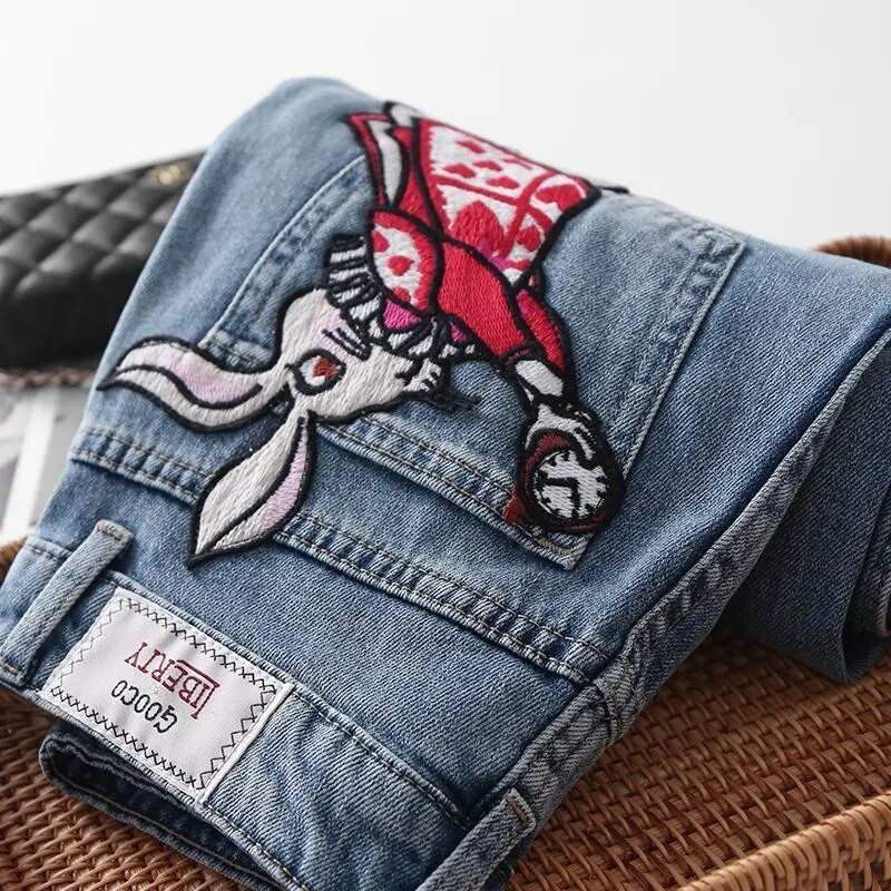 Harajuku Cargo traperice s printom Y2K tamnoplave smeđe ulične odjeće visokog struka široke traperice 90-ih Ženske hlače ravne traperice širokih nogavica