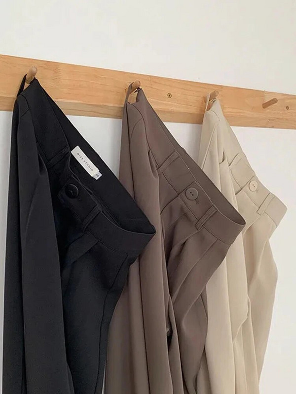 JMPRS kõrge vöökohaga naiste ülikonnapüksid, langevad sirged kontori naised, Korea moepüksid, vabaaja nööbiga naiste mustad püksid, uued