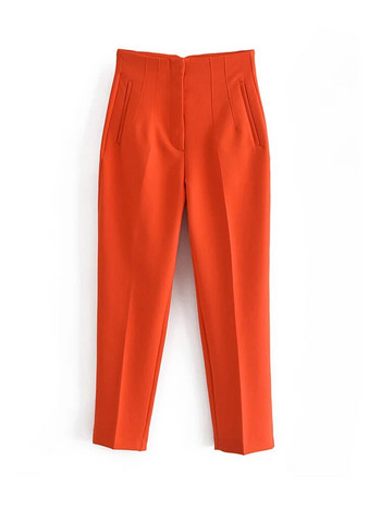 2023 Класически дамски панталон тип молив Пролетни основни плътни прави панталони с висока талия Дамски ежедневни тънки панталони с дължина до глезена Панталони