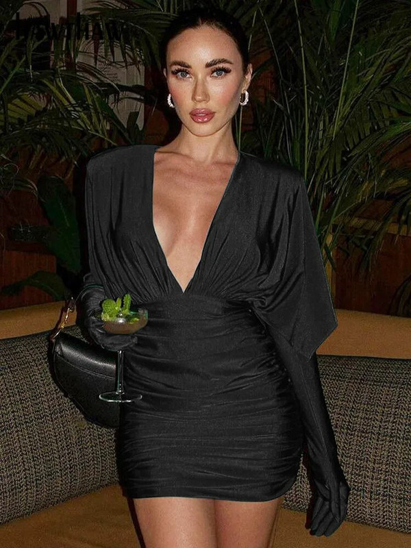 Hawthaw Ženska 2024. Proljeće Jesen Dugih rukava Party Club Večernja ulična odjeća Bodycon Mini haljina Veleprodajni artikli za posao