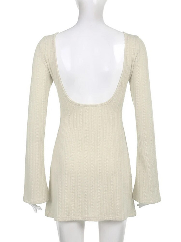 Darlingaga seljata šikk soliidne pikkade varrukatega sügiskleit naiste korea moe põhilised minikleidid õhukesed elegantsed riided naiste rüü