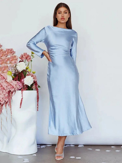 Articat Bodycon pikkade varrukatega naiste kleit, peokleit, klubi õhtukleit, naiste Slim Fit, ümara kaelusega soliidne pikk kleit, sügisene uus 2023