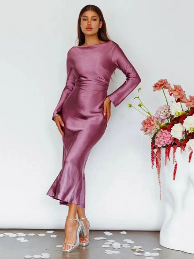 Articat Bodycon pikkade varrukatega naiste kleit, peokleit, klubi õhtukleit, naiste Slim Fit, ümara kaelusega soliidne pikk kleit, sügisene uus 2023