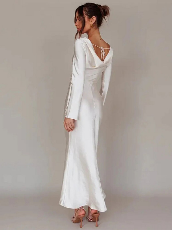 Articat Bodycon pikkade varrukatega naiste kleit, peokleit, klubi õhtukleit, naiste Slim Fit, ümara kaelusega soliidne pikk kleit, sügisene uus 2023