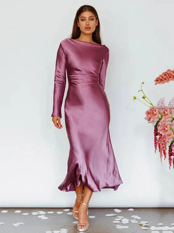 Articat Bodycon pikkade varrukatega naiste kleit, peokleit, klubi õhtukleit, naiste Slim Fit, ümara kaelusega soliidne pikk kleit, sügisene uus 2023