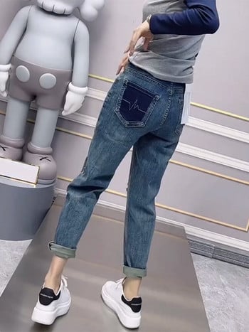 Y2k Large Size Ripped Jeans Γυναικείο καλοκαιρινό λεπτό μοντέλο 2023 Νέο παντελόνι Harun Fat Mm Thin Nine Point Παντελόνι Dad S-4XL 40-100KG