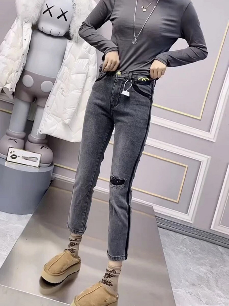 Y2k Φιγούρα σε σχήμα αχλαδιού για να φορέσει ένα μεγάλο μέγεθος Γυναικεία ελαφρώς παχιά αδελφή εννέα ίσια σωλήνες καπνού τζιν παντελόνι γυναικεία αδυνάτισμα