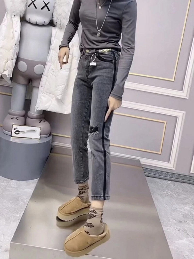 Y2k Φιγούρα σε σχήμα αχλαδιού για να φορέσει ένα μεγάλο μέγεθος Γυναικεία ελαφρώς παχιά αδελφή εννέα ίσια σωλήνες καπνού τζιν παντελόνι γυναικεία αδυνάτισμα