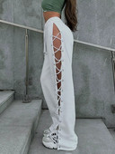 TARUXY silmkoelised lõhikuga õõnsad dressipüksid naiste tugeva lipsuga kõrge vöökohaga lahtised suvepüksid naistele vabaaja tänavarõivad püksid, naine