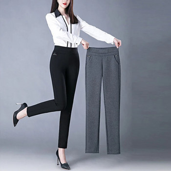 Ανοιξιάτικο Χειμώνα Κομψό ψηλόμεσο Casual Stretch Slim Μεσήλικα Γυναικεία Παντελόνια Γυναικεία Μόδα All Match Μαύρο γκρι μολύβι παντελόνι