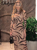 Dulzura Spring Mesh See μέσα από σέξι ρούχα Y2K Μακρυμάνικα O-Neck Bodycon Midi φορέματα για γυναίκες 2023 Club Streetwear Outfits