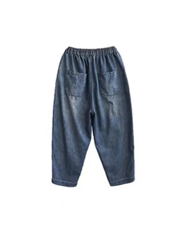 Καλοκαιρινό μήκος μέχρι τον αστράγαλο Harem Jeans Elestic ψηλόμεσο φαρδύ τζιν παντελόνι 80kg Blue Jeansy Vintage Strench Woman Trend Pantalones