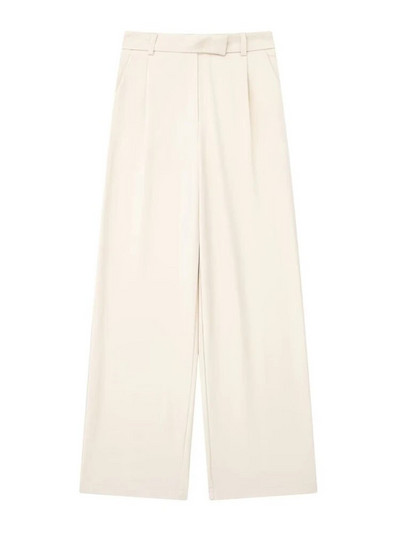 TRAF naiste mood koos noolemänguga esitaskud Laiad säärepüksid Vintage kõrge vöökohaga tõmblukk Fly Naiste püksid Mujer