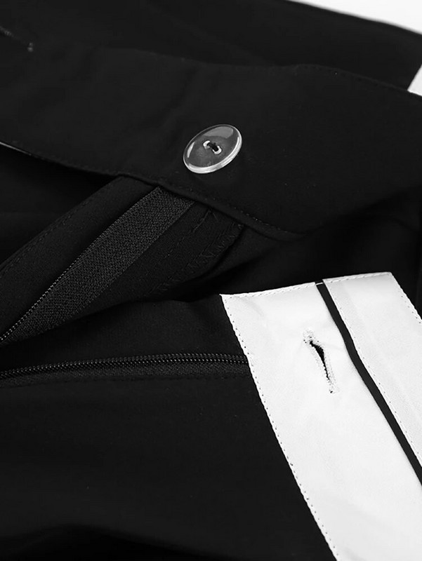 Mnealways18 laia säärega püksid naiste must kontrast vabaaja kõrge vöökohaga püksid sügistalv 2023 kottis püksid kontori naised