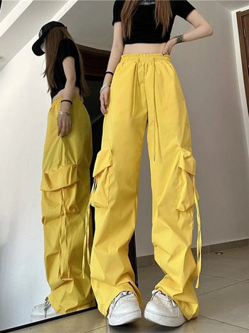 Zoki Cargo Παντελόνι Γυναικείο y2k Streetwear Hip Hop Loose Casual Παντελόνι Αμερικανικό ψηλόμεσο Μεγάλες τσέπες Lace Up Fashion Lady παντελόνι