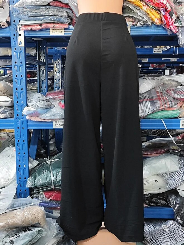 Vasarinės kelnės Moteriškos sagos Dekoras aukštu juosmeniu plačiomis kelnėmis Elegantiškos laisvos kelnės Korėjos mados gatvės apranga