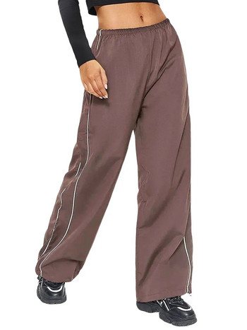 Y2K широки карго панталони за жени Еластични панталони с парашут с ниска талия Спортни панталони Свободни хипи панталони Панталони