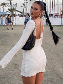 FSDA 2022 suvine sügisene seljata kleit Bodycon seksikas pikkade varrukatega valge naiste kleidid Beach Party Club 2022 vabaaja kleit