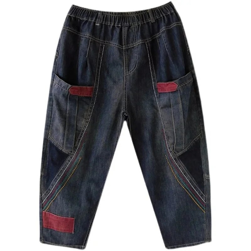 Kõrge vöökohaga vanaaegsed kirjanduslikud teksad Naiste kevadised ja sügisesed lahtised õhukesed haaremipüksid, naiste teksapüksid