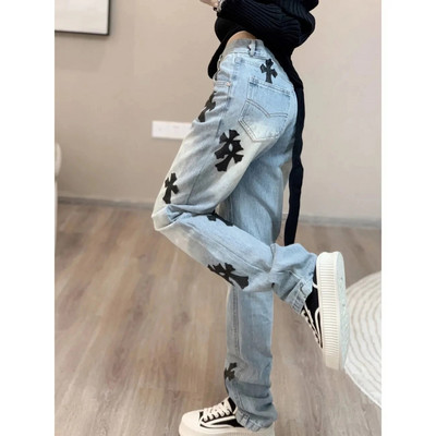 Γυναικεία Y2k Cross Sweatpants Femme Harajuku Baggy Jeans Γυναικεία Casual Gothic Summer Jeans Pantalones Mujer Ulzzang Pants Femme