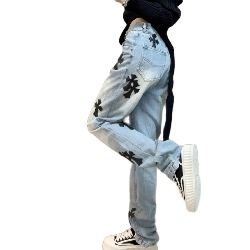 Moteriškos Y2k Cross sportinės kelnės Harajuku Baggy Jeans Moteriški laisvalaikio gotikos vasariniai džinsai Pantalones Mujer Ulzzang Pants Femme