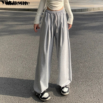 Сиви спортни панталони за джогинг Дамски карго панталони памучни корейски Y2K Summer Harajuku Черни дамски панталони с висока талия Широки панталони