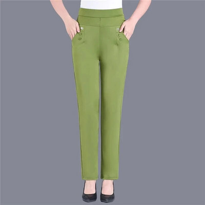 Kommid Värvid Stretch klassikalised püksid naiste 2023 suvine õhukesed sirged püksid Ema vabaaja kõrge vöökohaga pantalonid õhukesed Capris
