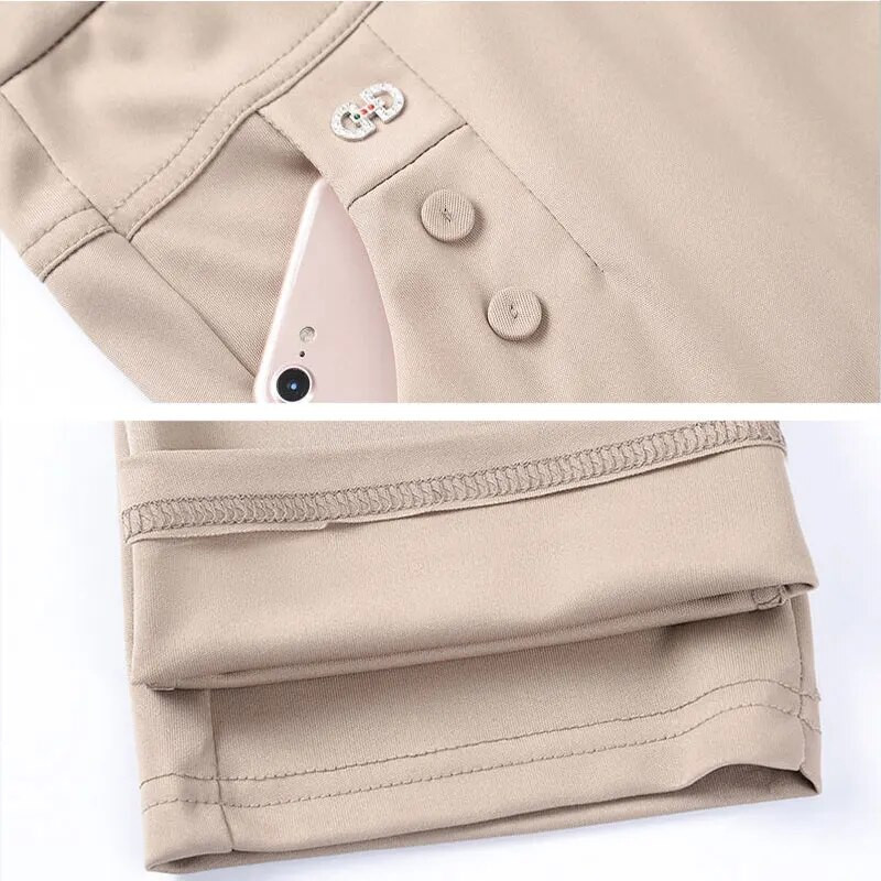 Kommid Värvid Stretch klassikalised püksid naiste 2023 suvine õhukesed sirged püksid Ema vabaaja kõrge vöökohaga pantalonid õhukesed Capris