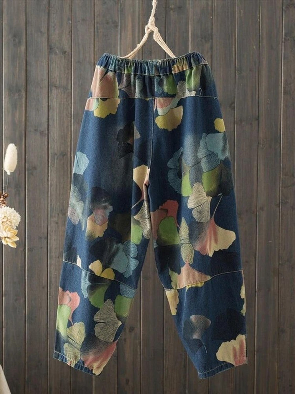 Kottis trükitud pahkluuni ulatuvad haaremiteksad vabaaja tänavarõivad teksapüksid vintage kõrge vöökohaga teksased korea ülisuured pantalonid